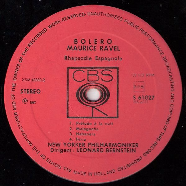 CBS S 61027 - Maurice Ravel, Leonard Bernstein, New York Philhar - Image 4