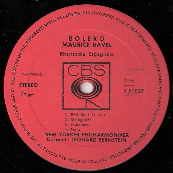 CBS S 61027 - Maurice Ravel, Leonard Bernstein, New York Philhar - Image 4