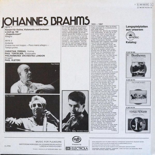 Emidisc (2) 1C 047-50 572 - Johannes Brahms, Christian Ferras, P - Image 4