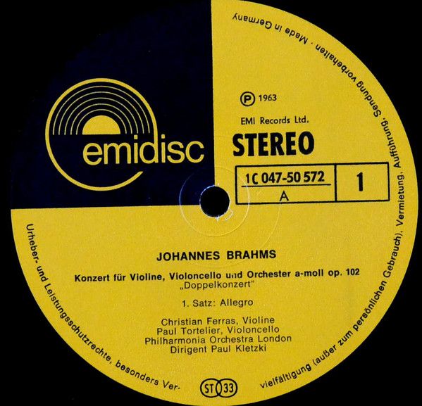 Emidisc (2) 1C 047-50 572 - Johannes Brahms, Christian Ferras, P - Image 6