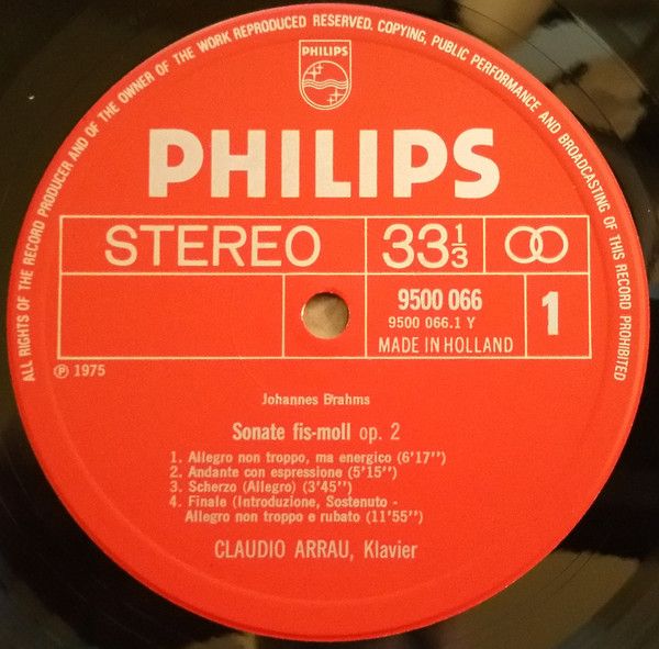 Philips 9500 066 - Johannes Brahms, Claudio Arrau - Piano Sonata - Image 3