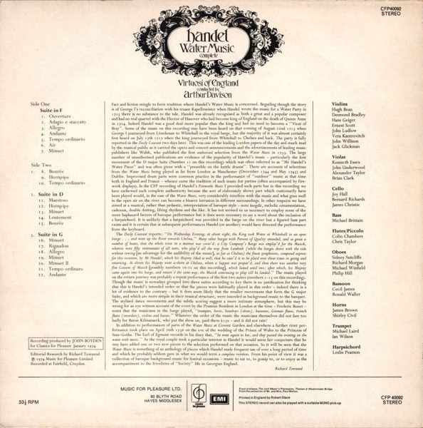 Classics For Pleasure CFP 40092 - Georg Friedrich Händel, The Vi - Image 2