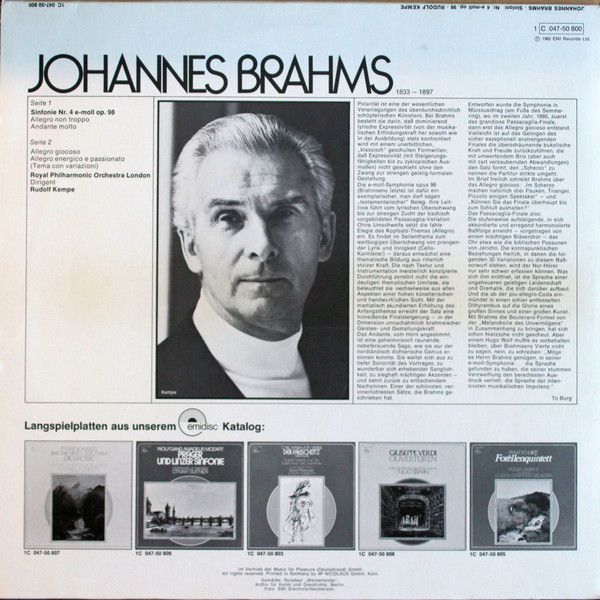Emidisc (2) 1 C 047 - 50 800 - Johannes Brahms, Rudolf Kempe, Ro - Image 2