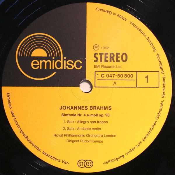 Emidisc (2) 1 C 047 - 50 800 - Johannes Brahms, Rudolf Kempe, Ro - Image 3