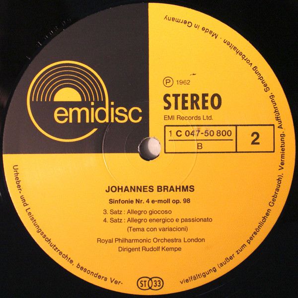 Emidisc (2) 1 C 047 - 50 800 - Johannes Brahms, Rudolf Kempe, Ro - Image 4