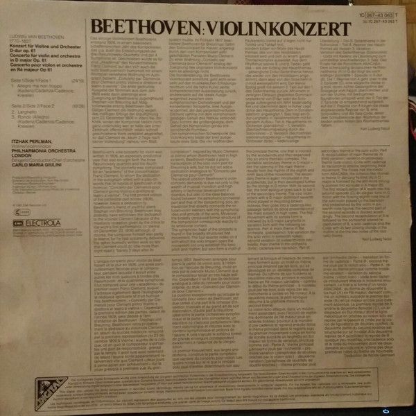 His Master's Voice 1 C 067-43 063 T - Itzhak Perlman, Philharmon - Image 2
