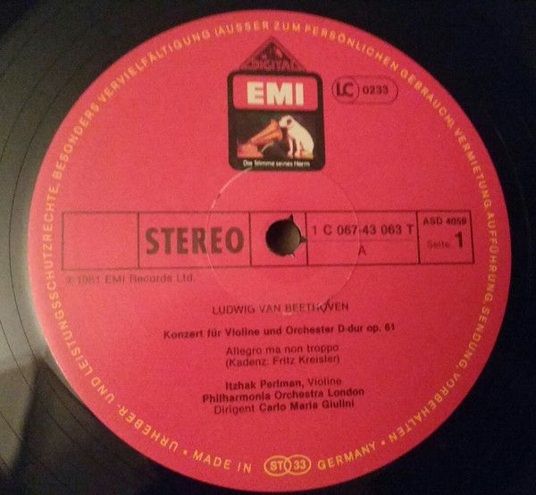 His Master's Voice 1 C 067-43 063 T - Itzhak Perlman, Philharmon - Image 3