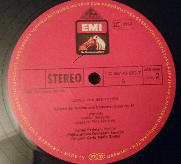 His Master's Voice 1 C 067-43 063 T - Itzhak Perlman, Philharmon - Image 4