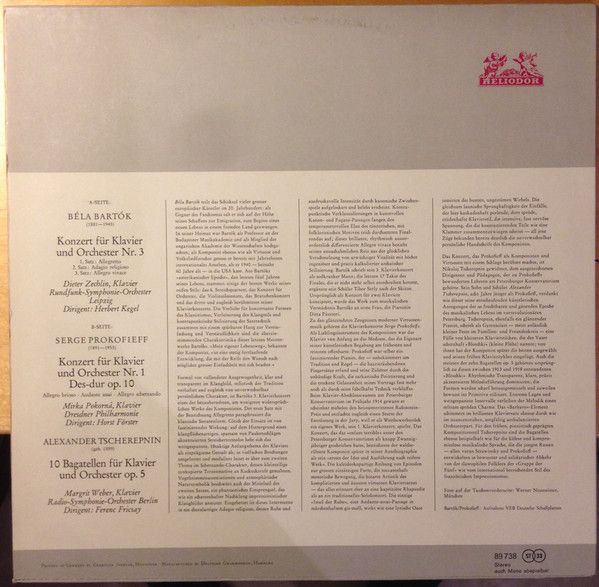 HELIODOR 89 738 - Béla Bartók, Sergei Prokofiev, Alexander Tcher - Image 2
