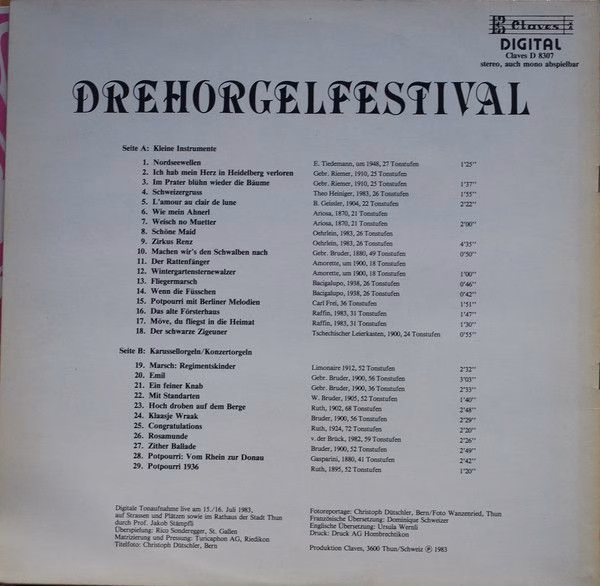 Claves D 8307 - No Artist - Drehorgelfestival - Image 6