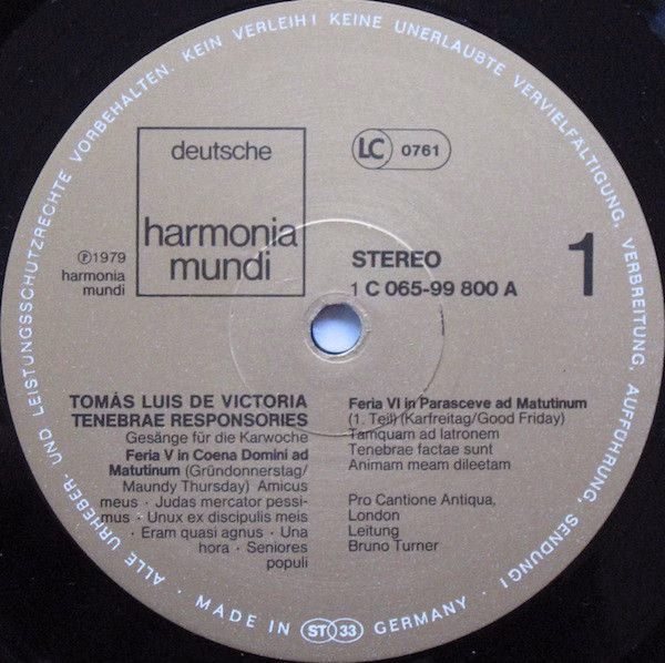 Deutsche Harmonia Mundi 1C 065-99 800 - Tomás Luis De Victoria, - Image 3