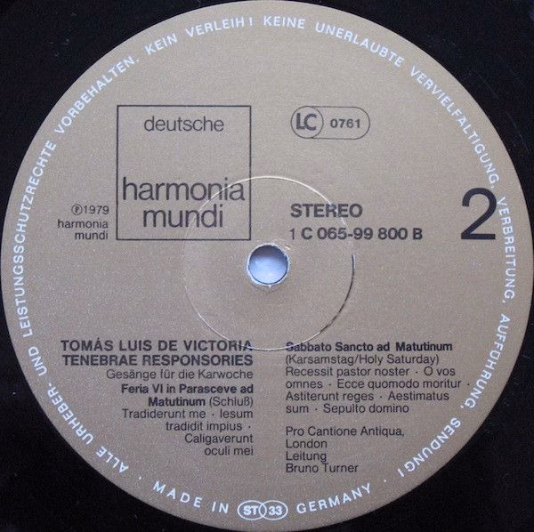 Deutsche Harmonia Mundi 1C 065-99 800 - Tomás Luis De Victoria, - Image 4
