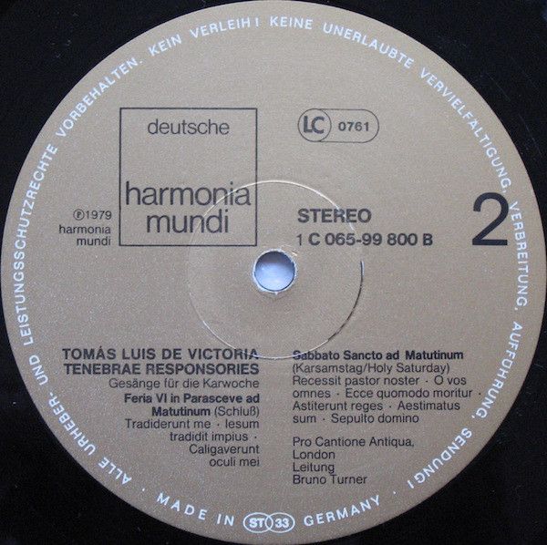 Deutsche Harmonia Mundi 1C 065-99 800 - Tomás Luis De Victoria, - Image 4