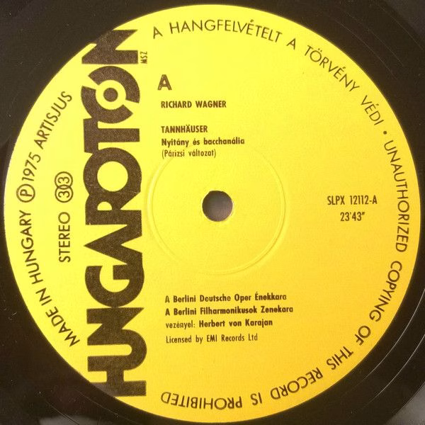 Hungaroton SLPX 12112 - Richard Wagner, Herbert von Karajan, Ber - Image 3