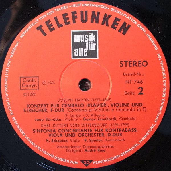 Telefunken NT 746 - Joseph Haydn, Johann Joachim Quantz, Carl Di - Image 4
