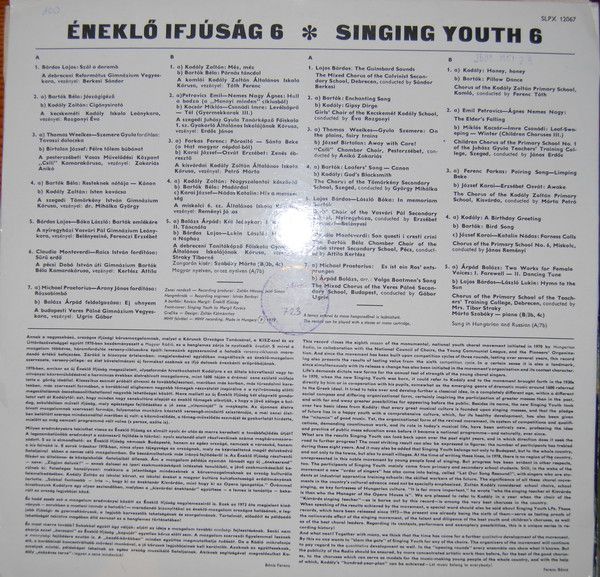 Hungaroton SLPX 12067 - Various - Éneklő Ifjúság 6 (Singing Yout - Image 2