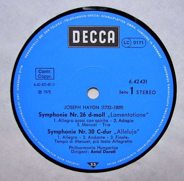 DECCA 6.42431 AH - Joseph Haydn, Philharmonia Hungarica, Antal D - Image 3