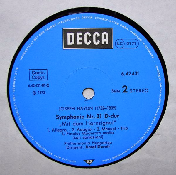 DECCA 6.42431 AH - Joseph Haydn, Philharmonia Hungarica, Antal D - Image 4
