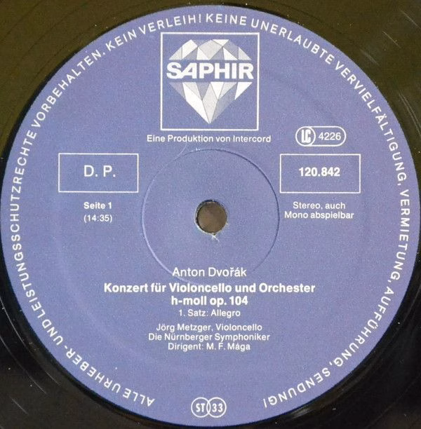 Saphir INT 120.842 - Antonín Dvořák, Jörg Metzger, Othmar F. M. - Image 3