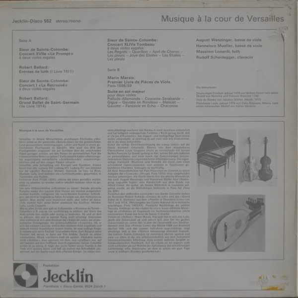 Jecklin-Disco 552 - Various - Musique À La Cour De Versailles - Image 2