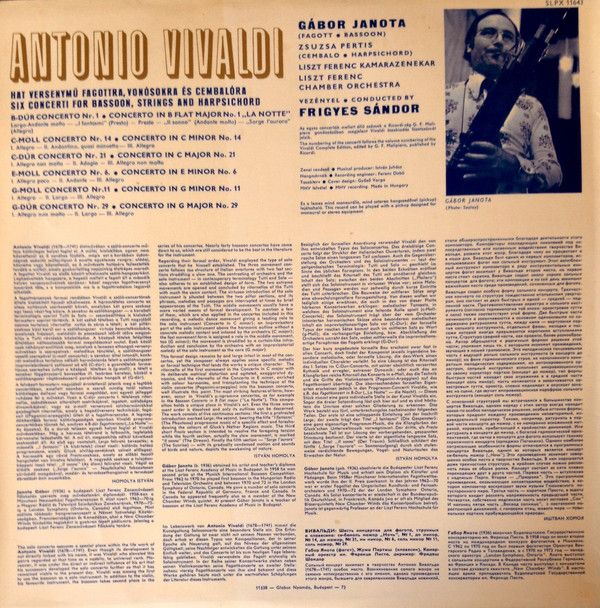 Hungaroton SLPX 11643 - Antonio Vivaldi, Gábor Janota, Liszt Fer - Image 2