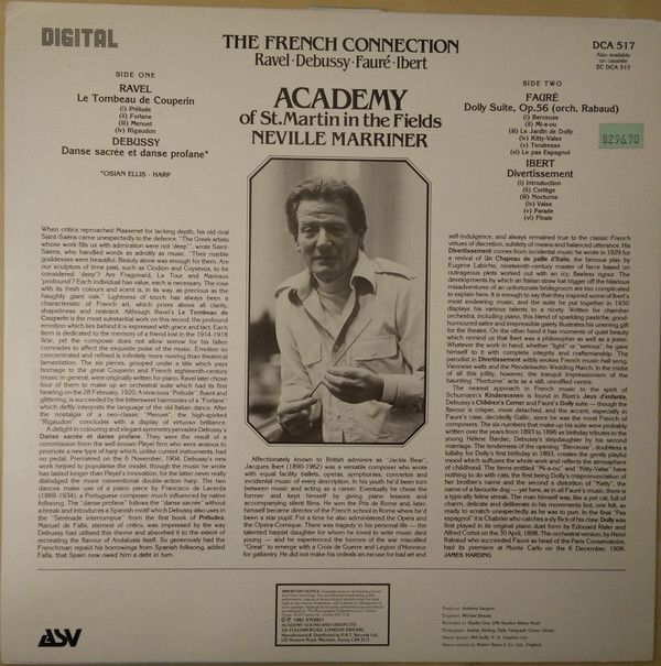 ASV DCA 517 - Maurice Ravel, Claude Debussy, Gabriel Fauré, Jacq - Image 2