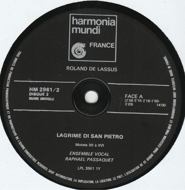 Harmonia Mundi HM 2.961 - Roland De Lassus, Ensemble Vocal Rapha - Image 5