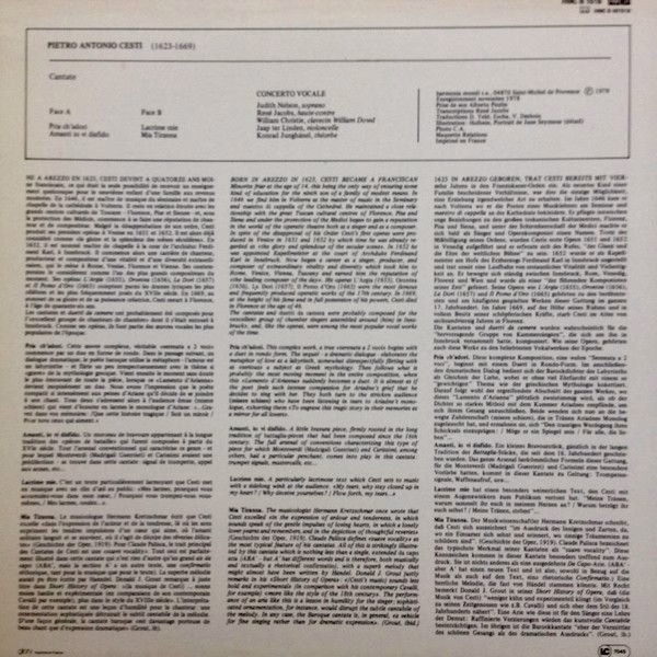 Harmonia Mundi HM B 1018 - Antonio Cesti, Concerto Vocale - Cant - Image 2