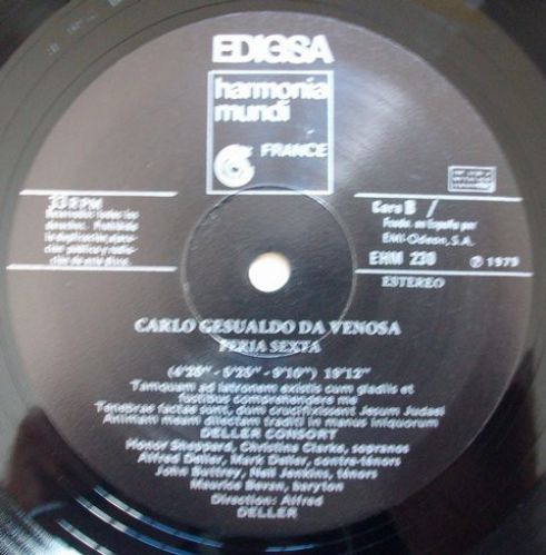 harmonia mundi France EHM 230 - Carlo Gesualdo - Feria Sexta - R - Image 2