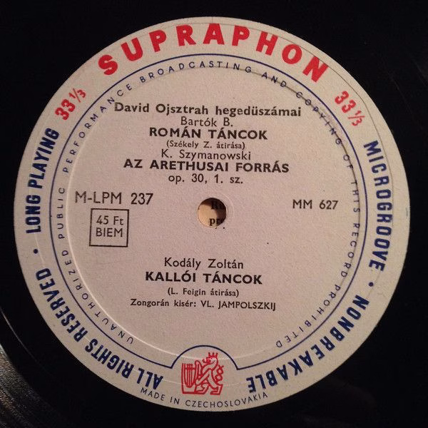 Supraphon M-LPM 237 - David Oistrach - David Ojsztrah Hegedüszám - Image 3