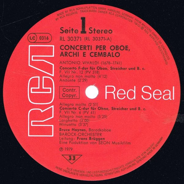 RCA Red Seal RL 30371 - Bruce Haynes, Frans Brüggen - Concerti P - Image 3
