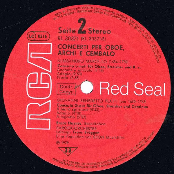 RCA Red Seal RL 30371 - Bruce Haynes, Frans Brüggen - Concerti P - Image 4