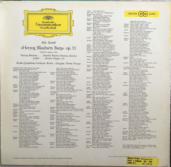 Deutsche Grammophon 138 030 SLPM - Béla Bartók - Herzog Blaubart - Image 2