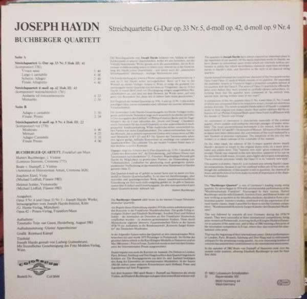 Colosseum Col 0644 - Joseph Haydn, Buchberger Quartett - Streich - Image 2