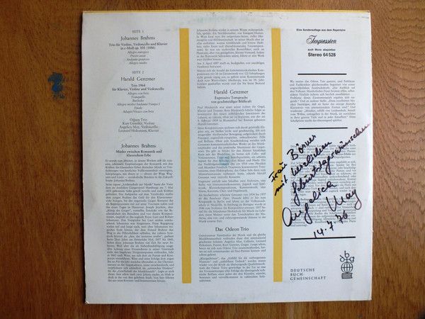 Impression 64 528 - Johannes Brahms, Harald Genzmer, Odeon Trio, - Image 2