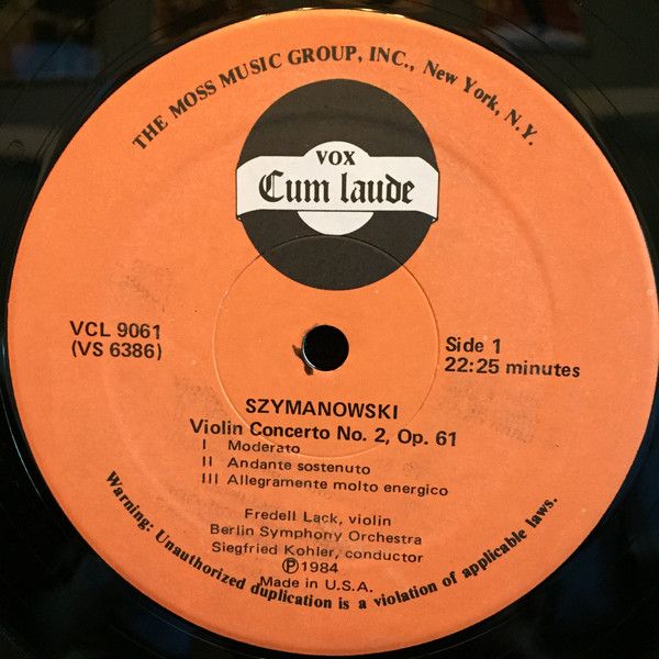 Vox Cum Laude VCL-9061 - Karol Szymanowski, Fredell Lack, Berlin - Image 3