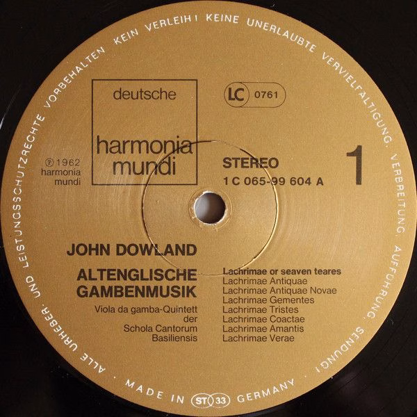 Deutsche Harmonia Mundi 1C 065-99 604 - John Dowland, Viola-da-G - Image 4