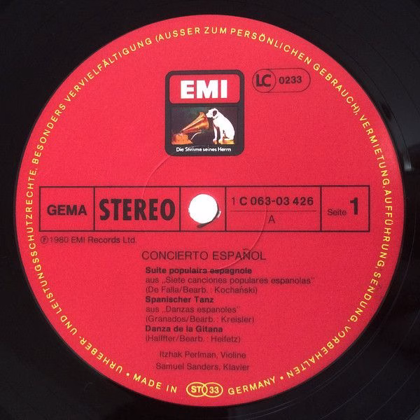 His Master's Voice 1C 063-03 426 - Itzhak Perlman, Samuel Sander - Image 3