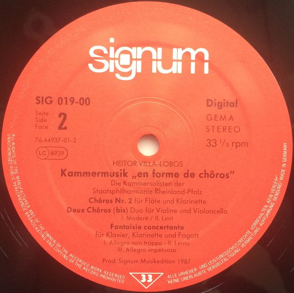 Signum SIG 019-00 - Heitor Villa-Lobos, Die Kammersolisten Der S - Image 4
