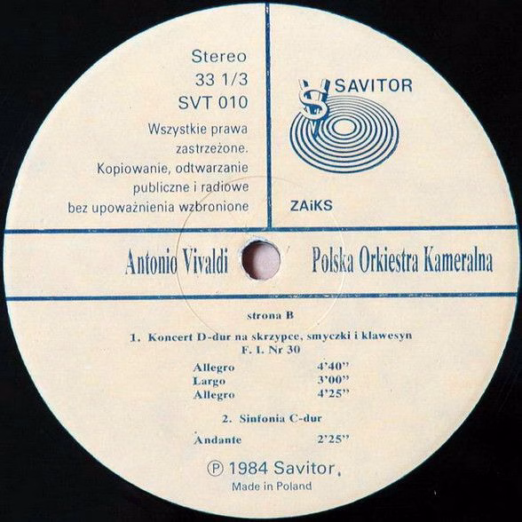 Savitor SVT 010 - Polish Chamber Orchestra - Antonio Vivaldi - Image 5