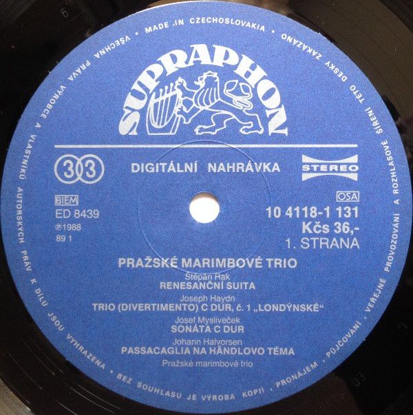 Supraphon 10 4118-1 131 - Pražské marimbové trio - Prague Marimb - Image 3