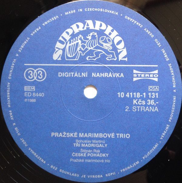 Supraphon 10 4118-1 131 - Pražské marimbové trio - Prague Marimb - Image 4