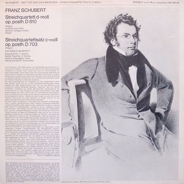 Baccarola Auslese 80 448 ZK - Franz Schubert, Drolc-Quartett - D - Image 2
