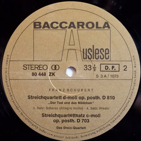 Baccarola Auslese 80 448 ZK - Franz Schubert, Drolc-Quartett - D - Image 4