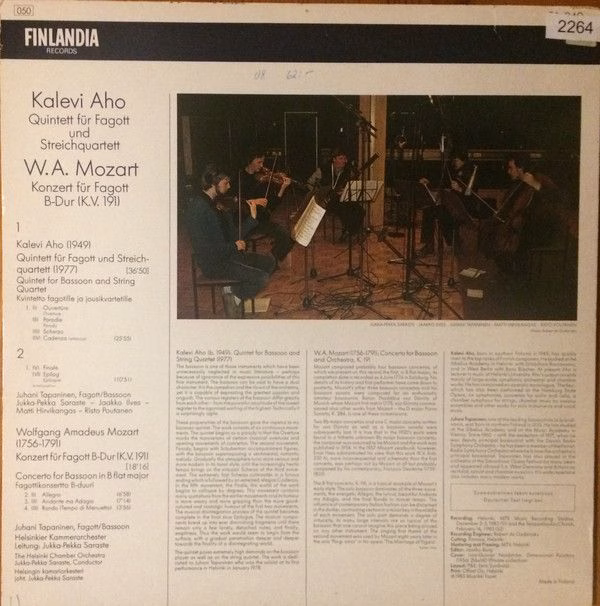 Finlandia Records FA 340 - Kalevi Aho, Wolfgang Amadeus Mozart, - Image 2