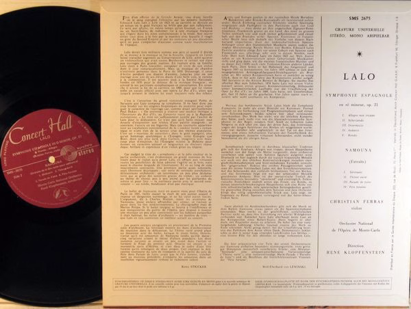 Concert Hall SMS 2675 - Édouard Lalo, Christian Ferras, Orchestr - Image 3