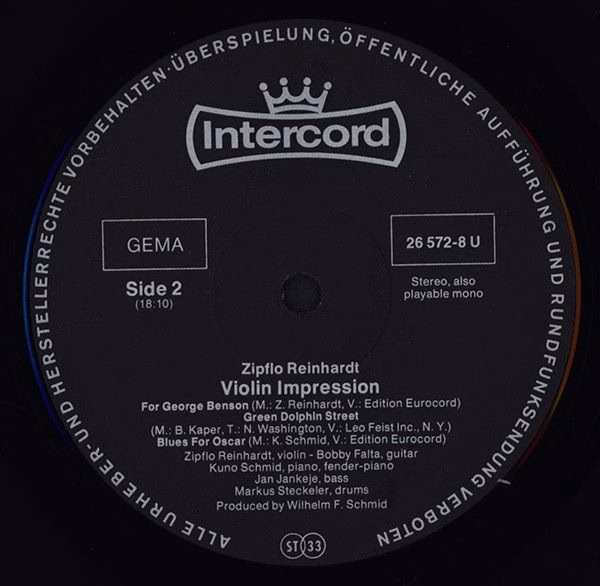 Intercord 26 572-8 U - Zipflo Reinhardt - Violin Impression - Image 4