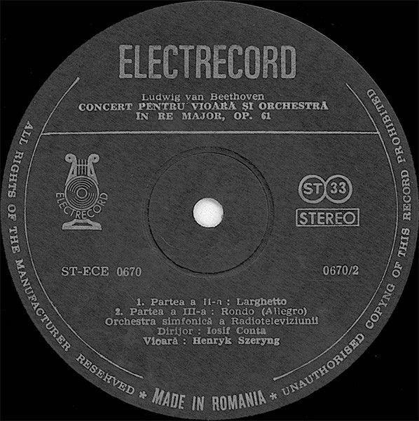 Electrecord ST-ECE 0670 - Ludwig van Beethoven, Henryk Szeryng - - Image 4