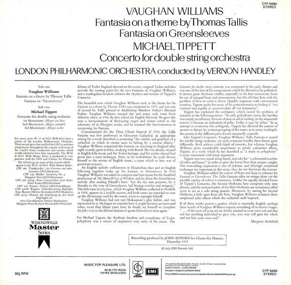 Classics For Pleasure CFP 40068 - Ralph Vaughan Williams, Sir Mi - Image 2
