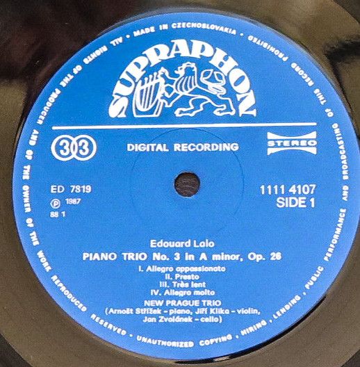 Supraphon 1111 4107 - Frédéric Chopin, Édouard Lalo, Pražské Tri - Image 3